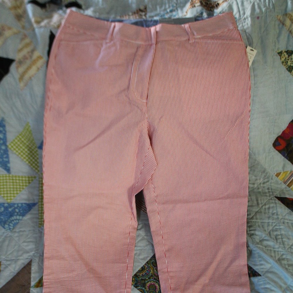 Talbots Perfect Crop Size 8 Red and White Striped